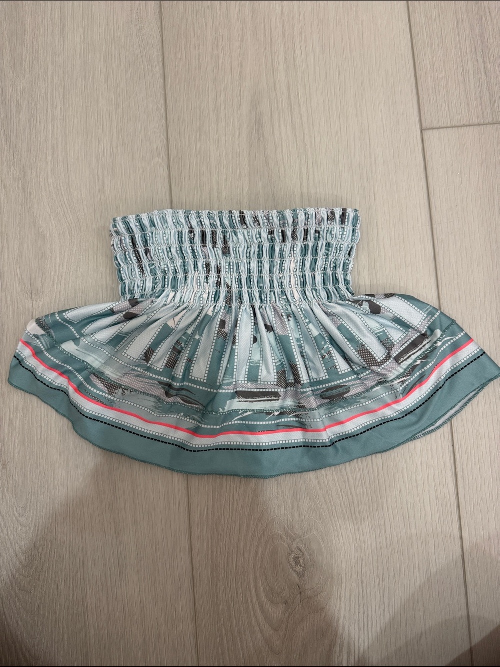 Lucky in Love Seafoam Green Printed Smocked Mini Skirt